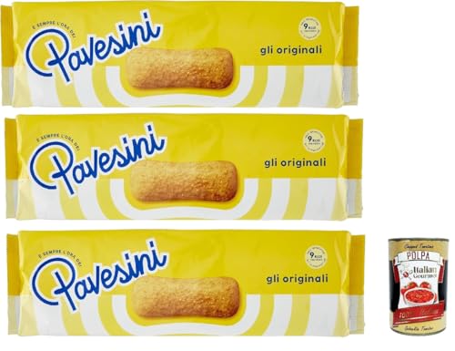 Pavesi Pavesini Classici, Biscotto Leggero per Colazione o Merenda, Leichter Keks zum Frühstück oder Snack, biscuits cookies, 3x 200 g + Italian Gourmet polpa 400g von Italian Gourmet E.R.