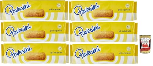 Pavesi Pavesini Classici, Biscotto Leggero per Colazione o Merenda, Leichter Keks zum Frühstück oder Snack, biscuits cookies, 6x 200 g + Italian Gourmet polpa 400g von Italian Gourmet E.R.