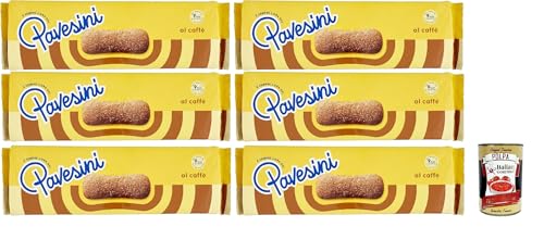 Pavesi Pavesini al Caffe', Biscotto Leggero per Colazione o Merenda, Leichter Keks mit Kaffee zum Frühstück oder Snack, biscuits cookies, 6x 200 g + Italian Gourmet polpa 400g von Italian Gourmet E.R.