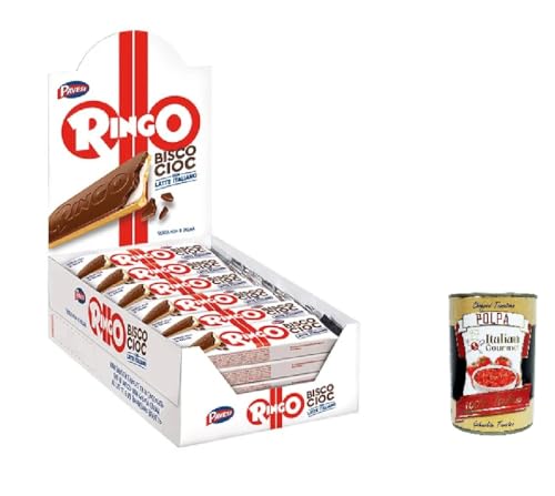 Pavesi Ringo Bisco Cioc Latte, Keks mit Milchfüllung und Schokoladenüberzug für einen süßen und leckeren Snack für zwischendurch, 24 Stück à 27g + Italian Gourmet polpa 400g von Italian Gourmet E.R.