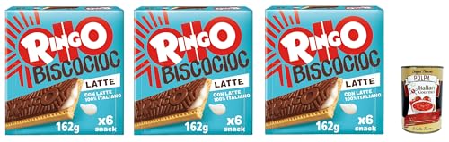 Pavesi Ringo Bisco Cioc Latte, Keks mit Milchfüllung und Schokoladenüberzug für einen süßen und leckeren Snack für zwischendurch, 3x 162g + Italian Gourmet polpa 400g von Italian Gourmet E.R.