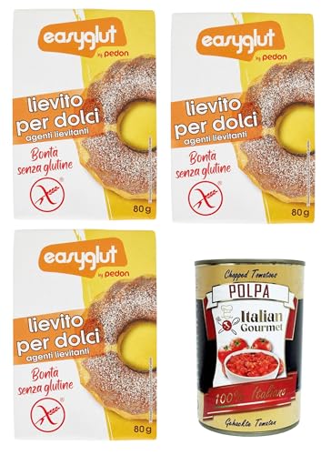 Pedon Easyglut Lievito per dolci senza glutine Glutenfreies Backpulver 3x80gr +Italian Gourmet Polpa di Pomodoro 400gr von Italian Gourmet E.R.