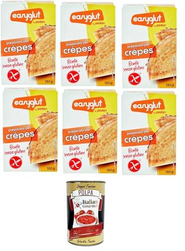 Pedon Easyglut preparato per crèpes senza glutine Zubereitung für glutenfreie Crèpes 6x 130gr +Italian Gourmet Polpa di Pomodoro 400gr von Italian Gourmet E.R.