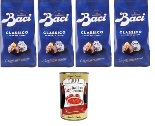 Perugina Baci Classico Pralinen mit Extra dunkle Schokoladenpraline gefüllt mit Haselnüssen 4x125gr + Italian Gourmet polpa 400g von Italian Gourmet E.R.