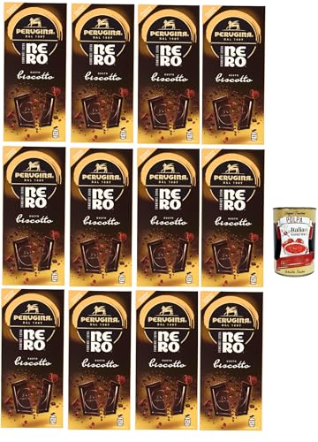 Perugina NERO Fondente Biscotto, Tavoletta di Cioccolato Fondente, Dunkle Schokoladen mit Keks -Riegel, 12x 85g + Italian Gourmet polpa 400g von Italian Gourmet E.R.