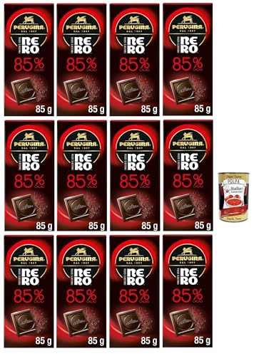 Perugina NERO Fondente Extra 85% Tavoletta di Cioccolato Fondente, 85% Dunkle Schokoladen -Riegel, 12x 85g + Italian Gourmet polpa 400g von Italian Gourmet E.R.