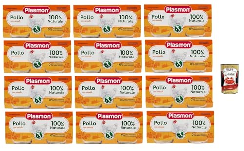 Plasmon Carne, Pollo e Cereale, 12x (2 x 80g), Mit italienischem Fleisch, 100% natürlich, ohne Stärken und Räume hinzugefügt + Italian Gourmet polpa 400g von Italian Gourmet E.R.