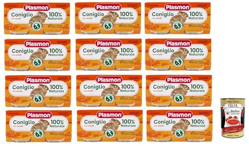 Plasmon Carne Coniglio e cereale 12x (2x80g) Mit italienischem Fleisch, 100% natürlich, ohne Stärken und Räume hinzugefügt + Italian Gourmet polpa 400g von Italian Gourmet E.R.