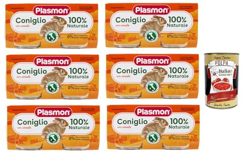 Plasmon Carne Coniglio e cereale 6x (2x80g) Mit italienischem Fleisch, 100% natürlich, ohne Stärken und Räume hinzugefügt + Italian Gourmet polpa 400g von Italian Gourmet E.R.