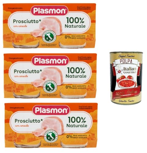 Plasmon Carne Prosciutto e cereale 3x (2x80g) Mit italienischem Fleisch, 100% natürlich, ohne Stärken und Räume hinzugefügt + Italian Gourmet polpa 400g von Italian Gourmet E.R.