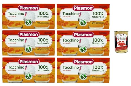 Plasmon Carne Tacchino e cereale 6x (2x80g) Mit italienischem Fleisch, 100% natürlich, ohne Stärken und Räume hinzugefügt + Italian Gourmet polpa 400g von Italian Gourmet E.R.