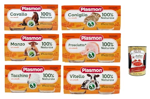 Plasmon Carne Testpaket 6x (2x80g) Mit italienischem Fleisch, 100% natürlich, ohne Stärken und Räume hinzugefügt + Italian Gourmet polpa 400g von Italian Gourmet E.R.
