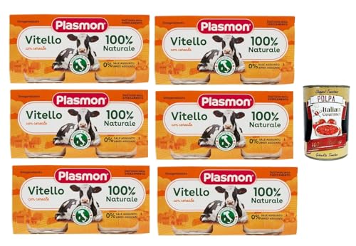 Plasmon Carne Vitello e cereale 6x (2x80g) Mit italienischem Fleisch, 100% natürlich, ohne Stärken und Räume hinzugefügt + Italian Gourmet polpa 400g von Italian Gourmet E.R.