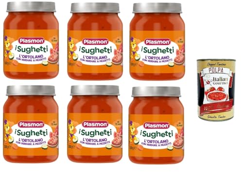 Plasmon I Sughetti L'Ortolano con verdure a pezzetti I Sughetti L'Ortolano mit gehacktem Gemüse 6x120gr+ Italian Gourmet Polpa di Pomodoro 400g von Italian Gourmet E.R.