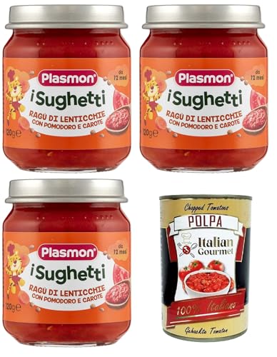 Plasmon I Sughetti Ragù di Lenticchie, Pomodoro e Carote I Sughetti Linsen-, Tomaten- und Karottenragout 3x120gr + Italian Gourmet polpa 400g von Italian Gourmet E.R.