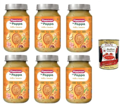 Plasmon La Pappa Pollo e Verdure Hühnchen- und Gemüse-Pappa 6x200gr + Italian Gourmet Polpa di Pomodoro 400g von Italian Gourmet E.R.