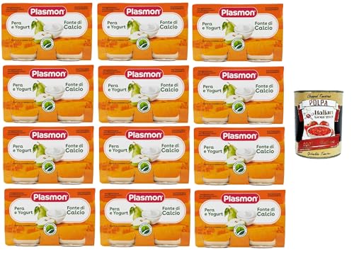 Plasmon Omogeneizzato Pera e Yogurt Fonte di Calcio e vitamina C Babynahrung mit Birne und Joghurt. Quelle von Kalzium und Vitamin C 12x240gr + Italian Gourmet polpa 400g von Italian Gourmet E.R.