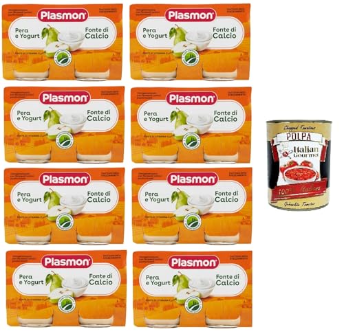 Plasmon Omogeneizzato Pera e Yogurt Fonte di Calcio e vitamina C Babynahrung mit Birne und Joghurt. Quelle von Kalzium und Vitamin C 8x240gr + Italian Gourmet polpa 400g von Italian Gourmet E.R.