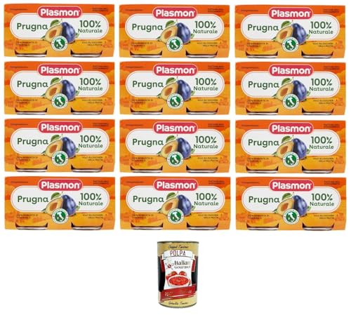 Plasmon Omogeneizzato Prugna 100% Frutta con vitamina C Babynahrung Pflaume 100% Frucht mit Vitamin C 12x160 g + Italian Gourmet polpa 400g von Italian Gourmet E.R.