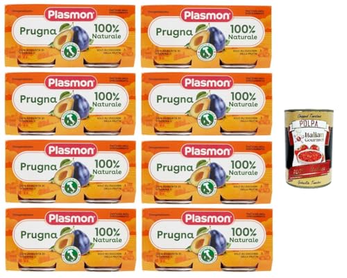 Plasmon Omogeneizzato Prugna 100% Frutta con vitamina C Babynahrung Pflaume 100% Frucht mit Vitamin C 8x160 g + Italian Gourmet polpa 400g von Italian Gourmet E.R.