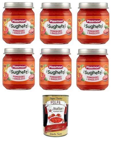 Plasmon i Sughetti Pomodoro e Basilico i Tomaten- und Basilikumsaucen 6x120 g+ Italian Gourmet Polpa di Pomodoro 400g von Italian Gourmet E.R.