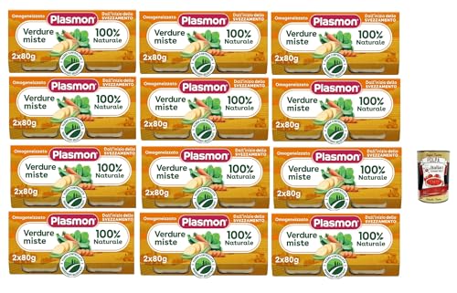 Plasmon verdure miste, 12x (2x 80g) , Mit ausgewählten Zutaten, 100% natürlich, Ohne Stärken und Salz hinzugefügt + Italian Gourmet polpa 400g von Italian Gourmet E.R.