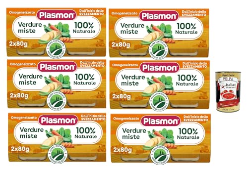 Plasmon verdure miste, 6x (2x 80g) , Mit ausgewählten Zutaten, 100% natürlich, Ohne Stärken und Salz hinzugefügt + Italian Gourmet polpa 400g von Italian Gourmet E.R.