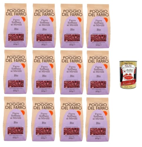 Poggio del Farro-Farro Soffiato ai Mirtilli Gepuffter Dinkel mit Blaubeeren 12x160gr + Italian Gourmet polpa 400g von Italian Gourmet E.R.