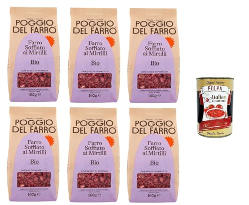 Poggio del Farro-Farro Soffiato ai Mirtilli Gepuffter Dinkel mit Blaubeeren 6x160gr + Italian Gourmet polpa 400g von Italian Gourmet E.R.