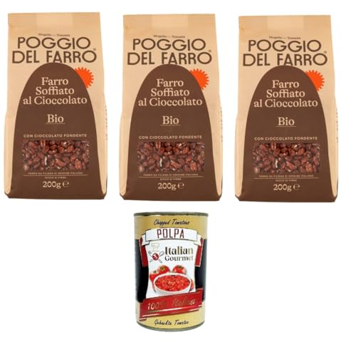 Poggio del Farro- Farro Soffiato al Cioccolato Gepuffter Dinkel mit Schokolade 3x 200gr + Italian Gourmet polpa 400g von Italian Gourmet E.R.