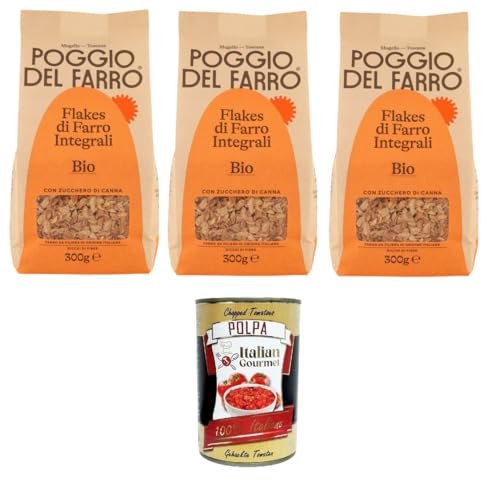 Poggio del Farro- Flakes di Farro Integrale Vollkorn-Dinkelflocken 3x300gr + Italian Gourmet polpa 400g von Italian Gourmet E.R.