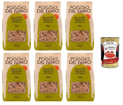 Poggio del Farro Penne Specialità Integrale Di Farro Vollkorn-Dinkel-Spezialität 6x500gr + Italian Gourmet polpa 400g von Italian Gourmet E.R.