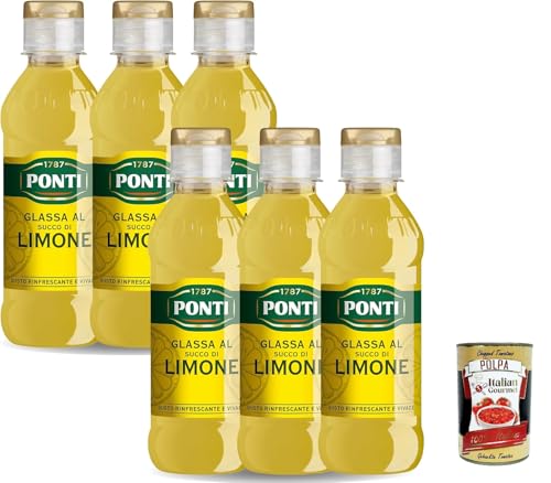 Ponti, Gastronomische Glasur mit Zitronensaft, cremig und erfrischend, ideal zum Aroma -Fleisch-, Fisch- und Obstsalatgerichten, 6x 220 g + Italian Gourmet polpa 400g von Italian Gourmet E.R.