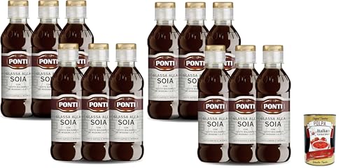 Ponti, Soja -Glasur mit Balsamico -Essig von Modena I.G.P., ideal für alle Rezepte, herzhafter und intensiver Geschmack, 12x 240 g + Italian Gourmet polpa 400g von Italian Gourmet E.R.