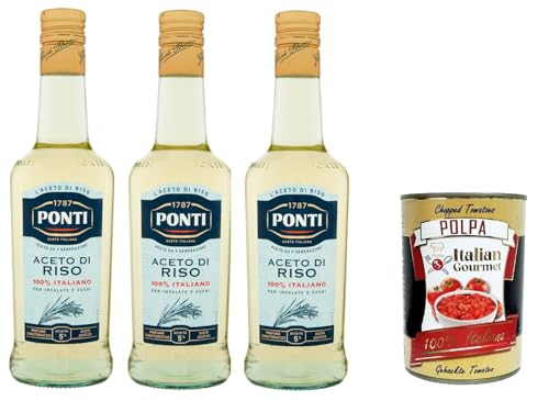 Ponti Aceto di Riso 100% Italiano Reisessig 100% italienisch 3x500ml+ Italian Gourmet polpa 400g von Italian Gourmet E.R.