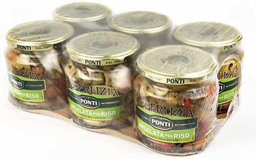 Ponti Peperlizia Reissalat 350 g Gemischtes Süß-Sauer-Gemüse, Reis- und Nudelgewürz, 6er-Set von Italian Gourmet E.R.