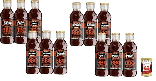 Ponti Premium Salsa Barbecue BBQ all' Aceto Balsamico di Modena I.G.P. Barbecue-Sauce mit Balsamico-Essig aus Modena 12x 250g + Italian Gourmet polpa 400g von Italian Gourmet E.R.