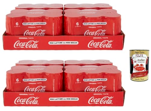 Pure Erfrischung mit unverwechselbarem Coke Geschmack in der stylischen 48x 150ml Mini Dose + Italian Gourmet polpa 400g von Italian Gourmet E.R.