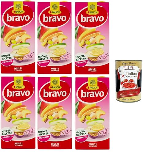 Rauch Bravo Multivitamin Juice,Neues Rezept, mehr Obst 6x2lt+ Italian Gourmet polpa 400g von Italian Gourmet E.R.