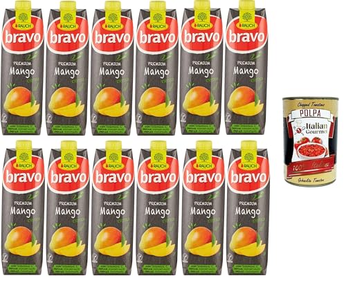 Rauch Bravo Premium Exotic Mango, mit Vitamin C, ohne Farbstoffe, ohne Konservierungsstoffe, 12x1lt+ Italian Gourmet polpa 400g von Italian Gourmet E.R.