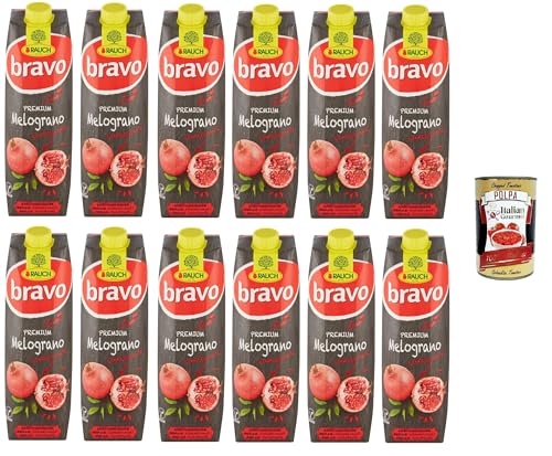 Rauch Bravo Premium Granatapfel erfrischend, antioxidativ, ohne Farbstoffe, ohne Konservierungsstoffe, 12x 1lt+ Italian Gourmet polpa 400g von Italian Gourmet E.R.