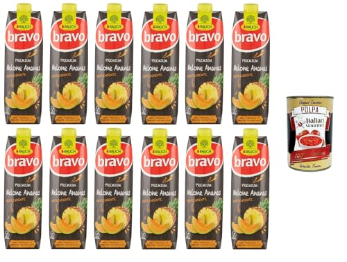 Rauch Bravo Premium Melone und Ananas, überraschend, mit Vitamin C ohne Farbstoffe 12x1lt+ Italian Gourmet polpa 400g von Italian Gourmet E.R.