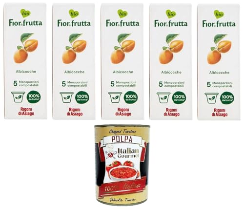 Rigoni di Asiago Fior di Frutta Albicocca 5 monodosi Fior di Frutta Aprikose 5 Einzeldosen 5x100gr +Italian Gourmet Polpa di Pomodoro 400gr von Italian Gourmet E.R.