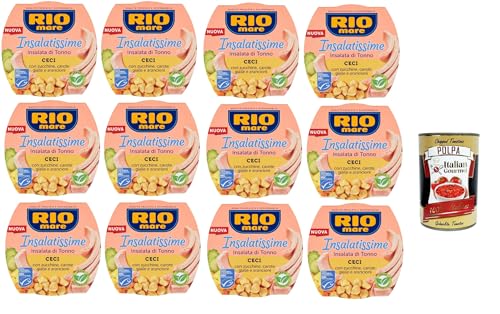 Rio Mare Insalatissime di tonno Gusto Ceci, ready to eat Tuna salad, Thunfischsalat mit Kichererbsen, Zucchini und Karotten, Fertiggerichte 12x 160g + Italian Gourmet polpa 400g von Italian Gourmet E.R.