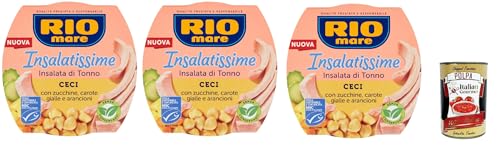 Rio Mare Insalatissime di tonno Gusto Ceci, ready to eat Tuna salad, Thunfischsalat mit Kichererbsen, Zucchini und Karotten, Fertiggerichte 3x 160g + Italian Gourmet polpa 400g von Italian Gourmet E.R.