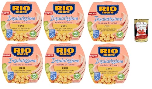 Rio Mare Insalatissime di tonno Gusto Ceci, ready to eat Tuna salad, Thunfischsalat mit Kichererbsen, Zucchini und Karotten, Fertiggerichte 6x 160g + Italian Gourmet polpa 400g von Italian Gourmet E.R.