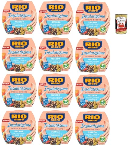 Rio Mare Insalatissime di tonno Gusto Quinoa, Tuna Salad, Thunfischsalat mit Quinoa, Kichererbsen, Karotten und grünen Bohnen 12x 220 g + Italian Gourmet polpa 400g von Italian Gourmet E.R.