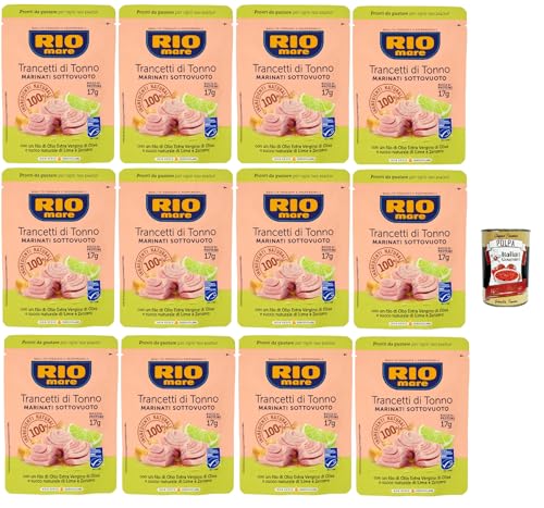 Rio Mare Trancetto Di Tonno Lime E Zenzero, Thunfischstücke mit nativem Olivenöl extra, Ingwer und Limettensaft 12x 70g + Italian Gourmet polpa 400g von Italian Gourmet E.R.