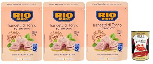 Rio Mare Trancetto Di Tonno con olio di oliva, Thunfischstücke mit nativem Olivenöl extra 3x 70g + Italian Gourmet polpa 400g von Italian Gourmet E.R.