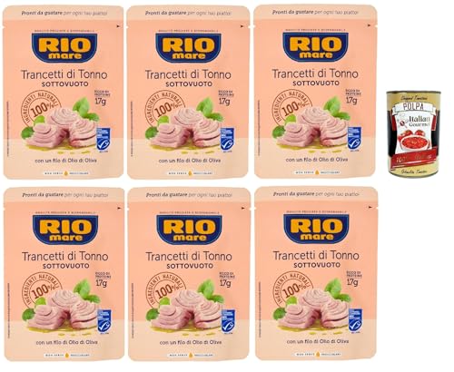 Rio Mare Trancetto Di Tonno con olio di oliva, Thunfischstücke mit nativem Olivenöl extra 6x 70g + Italian Gourmet polpa 400g von Italian Gourmet E.R.